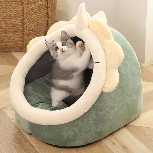 Pet Tent Cave Bed for Cats Small Dogs Self-Warming Cat Tent Bed Cat