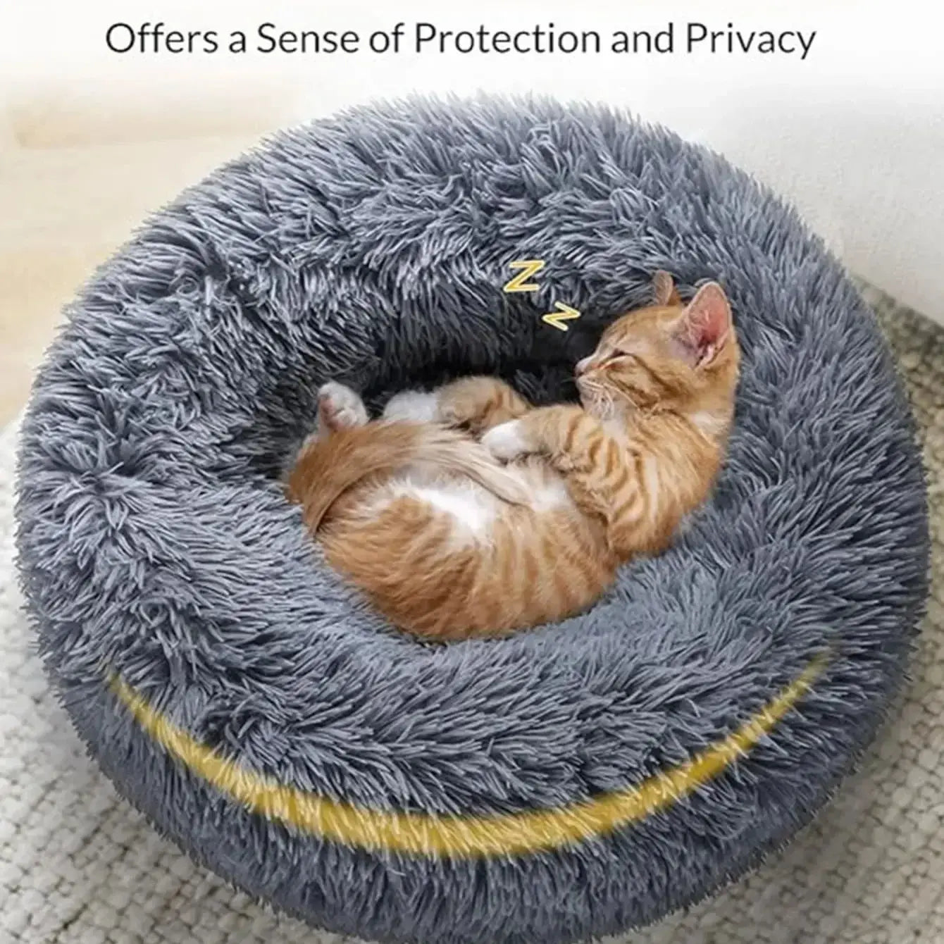 Round Pet Bed for Large Dog Bed Super Soft Cat Bed Long Plush Dog House for Medium Dog House Winter Warm Sleeping