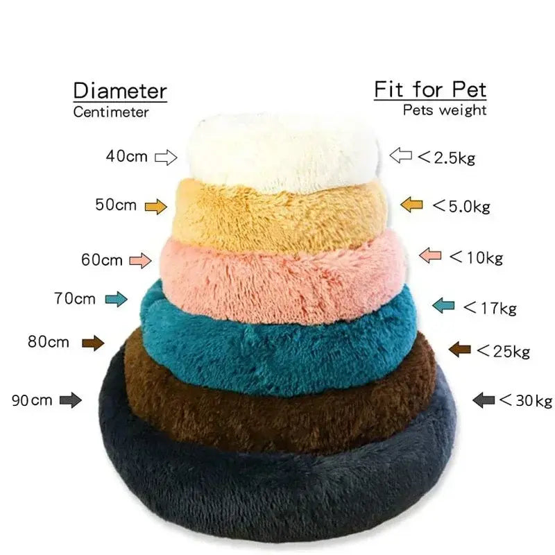 Round Pet Bed for Large Dog Bed Super Soft Cat Bed Long Plush Dog House for Medium Dog House Winter Warm Sleeping