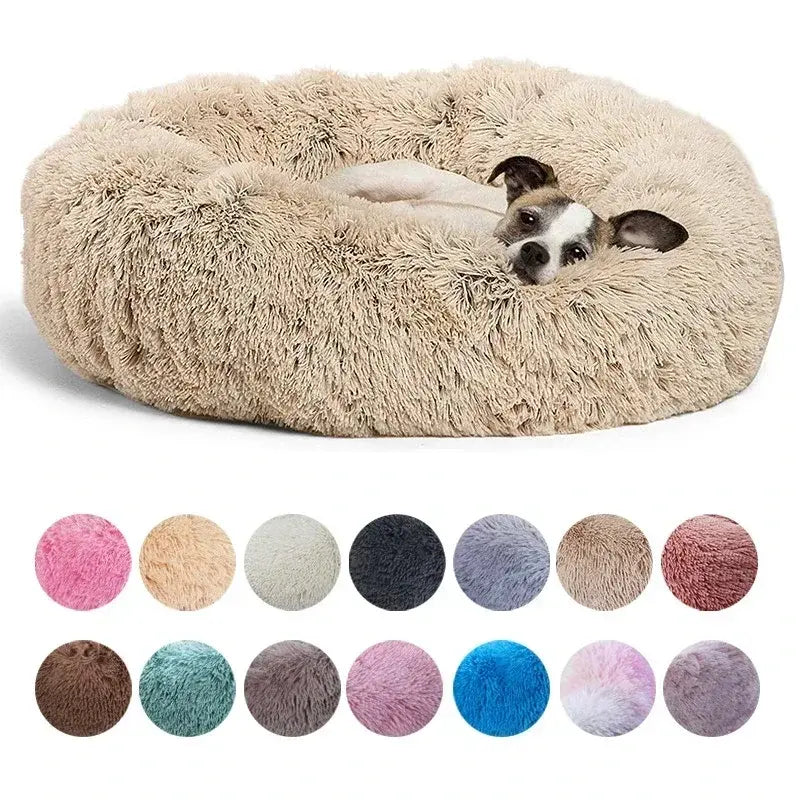 Round Pet Bed for Large Dog Bed Super Soft Cat Bed Long Plush Dog House for Medium Dog House Winter Warm Sleeping